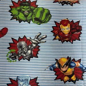 Kids Marvel Comics Super Heroes Squad Toddler Size Flat Bed Sheet Fabric Craft